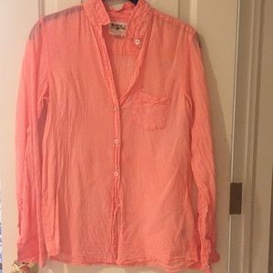 Pink linen button down